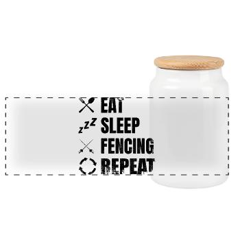 Motivation Fencing - Panoramic Cookie Jar with Wooden Lid - white - Front