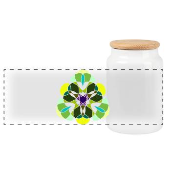 Ornament - Panoramic Cookie Jar with Wooden Lid - white - Front