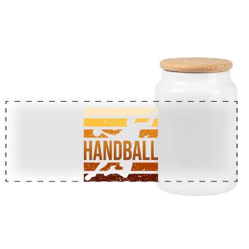Handball - Panorama Keksdose mit Holzdeckel - Weiß - Vorne