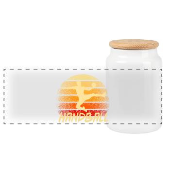 Handball - Panorama Keksdose mit Holzdeckel - Weiß - Vorne