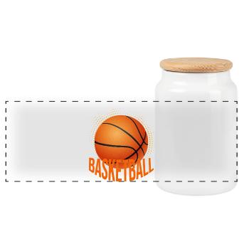 Basketball - Panorama Keksdose mit Holzdeckel - Weiß - Vorne