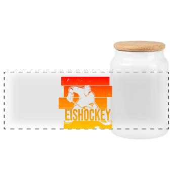 Eishockey - Panorama Keksdose mit Holzdeckel - Weiß - Vorne