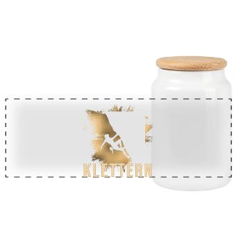 Klettern - Panorama Keksdose mit Holzdeckel - Weiß - Vorne