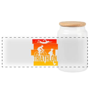 Triathlon - Panorama Keksdose mit Holzdeckel - Weiß - Vorne