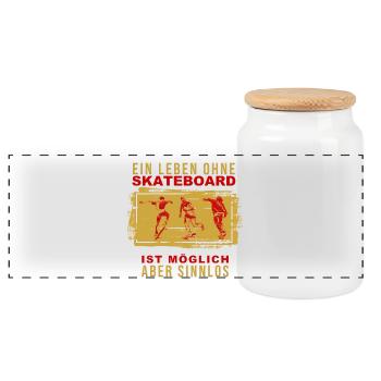 Ein Leben ohne Skateboard ist möglich aber Sinnlos - Panorama Keksdose mit Holzdeckel - Weiß - Vorne