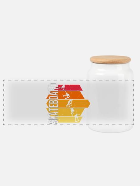Skateboard - Panorama Keksdose mit Holzdeckel - Weiß