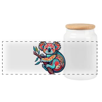 Koala - Panoramic Cookie Jar with Wooden Lid - white - Front