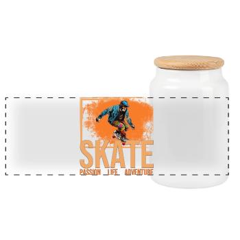 Skate - Passion - Life - Adventure - Panorama Keksdose mit Holzdeckel - Weiß - Vorne