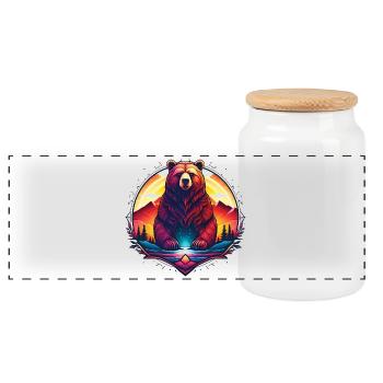 Bear_01 - Boîte à biscuits avec couvercle en bois - blanc - Devant