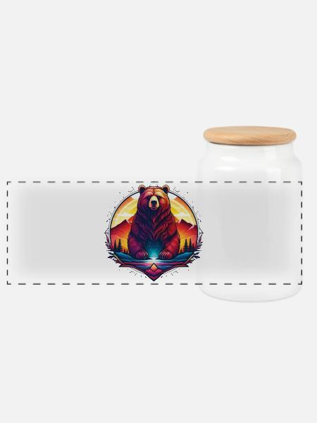 Bear_01 - Panorama Keksdose mit Holzdeckel - Weiß