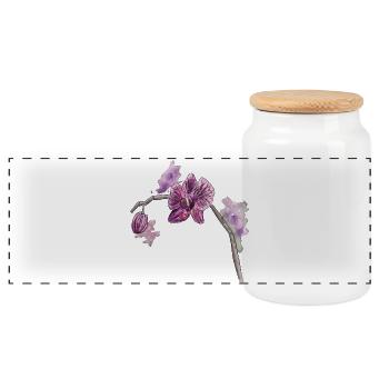 Orchid - Plant - Flower - Panoramic Cookie Jar with Wooden Lid - white - Front