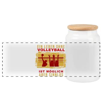 Ein Leben ohne Volleyball ist möglich aber Sinnlos - Panorama Keksdose mit Holzdeckel - Weiß - Vorne