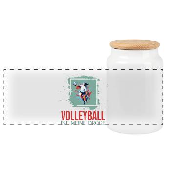 Volleyball ist meine Droge - Panorama Keksdose mit Holzdeckel - Weiß - Vorne