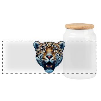 Léopard - Boîte à biscuits avec couvercle en bois - blanc - Devant