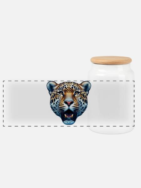 Leopard - Panorama Keksdose mit Holzdeckel - Weiß