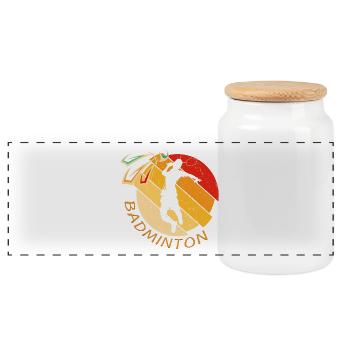 Badminton - Panorama Keksdose mit Holzdeckel - Weiß - Vorne
