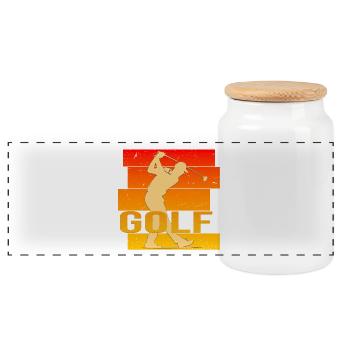 Golfsport - Panorama Keksdose mit Holzdeckel - Weiß - Vorne