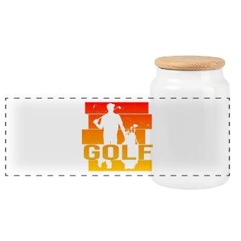 Golfsport - Panorama Keksdose mit Holzdeckel - Weiß - Vorne