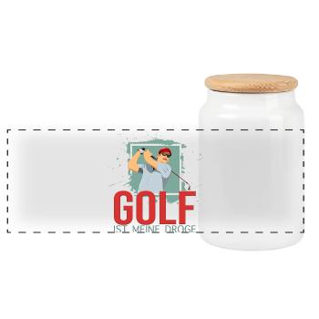 Meine Droge ist der Golfsport - Panorama Keksdose mit Holzdeckel - Weiß - Vorne