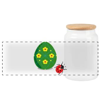 Easter egg with ladybug - Panoramic Cookie Jar with Wooden Lid - white - Front