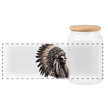 Amerikanisch Indianer Amerikanische Rote Haut - Panorama Keksdose mit Holzdeckel - Weiß - Vorne