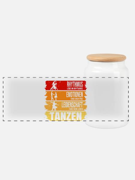 Tanzen: Rhythmus - Emotionen - Leidenschaft - Panorama Keksdose mit Holzdeckel - Weiß