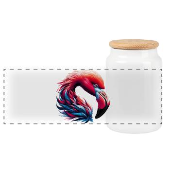 Flamant - Boîte à biscuits avec couvercle en bois - blanc - Devant
