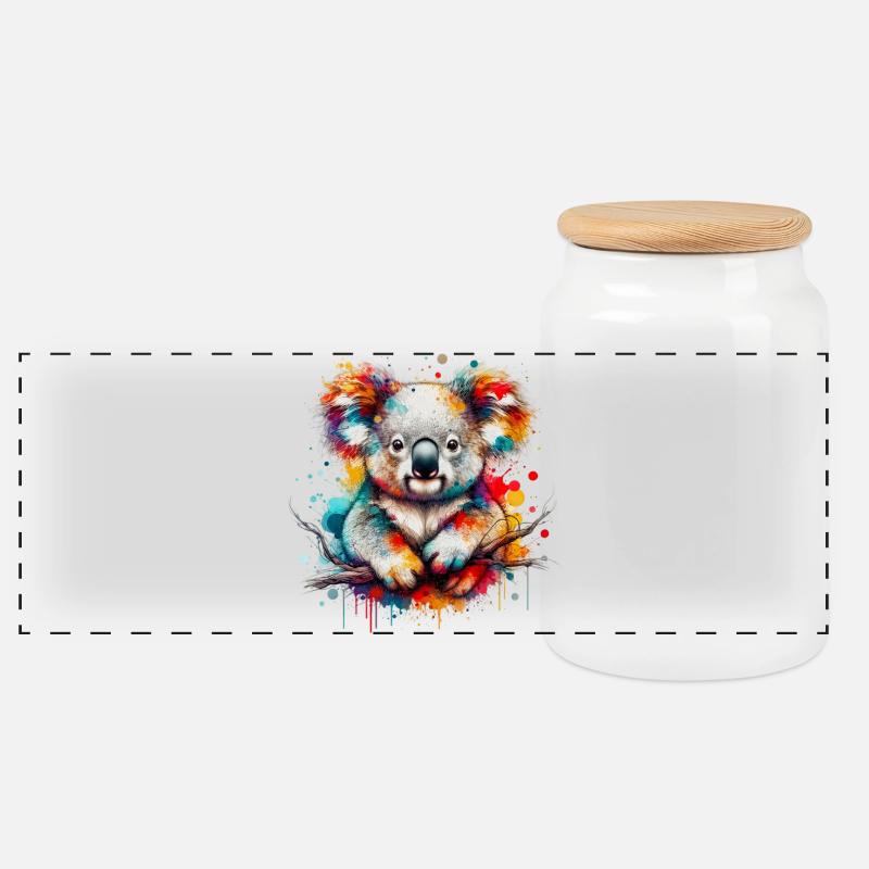 Koala - Panorama Keksdose mit Holzdeckel - Weiß