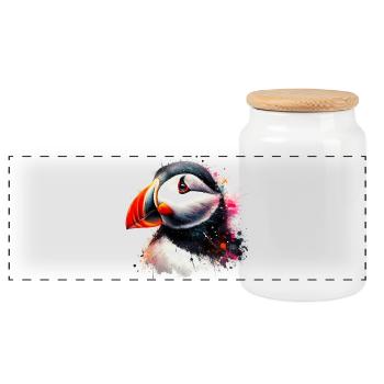 Puffin - Panoramic Cookie Jar with Wooden Lid - white - Front