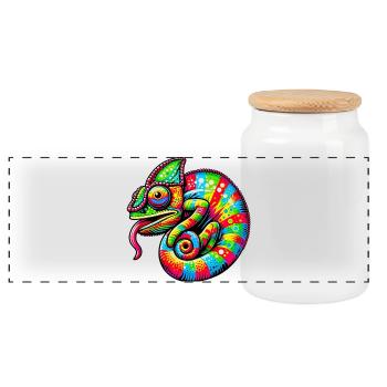 Caméléon - Boîte à biscuits avec couvercle en bois - blanc - Devant