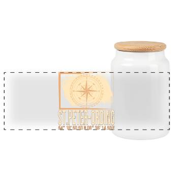 St Peter Ording Koordinaten - Panorama Keksdose mit Holzdeckel - Weiß - Vorne