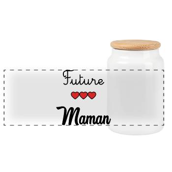 MOM. MOTHER'S DAY. HAPPY MOTHER'S DAY - Panoramic Cookie Jar with Wooden Lid - white - Front