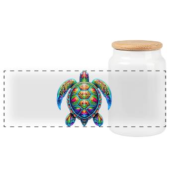Tortue - Boîte à biscuits avec couvercle en bois - blanc - Devant