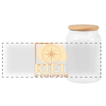 Kiel Koordinaten - Panorama Keksdose mit Holzdeckel - Weiß - Vorne