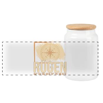Rügen Koordinaten - Panorama Keksdose mit Holzdeckel - Weiß - Vorne