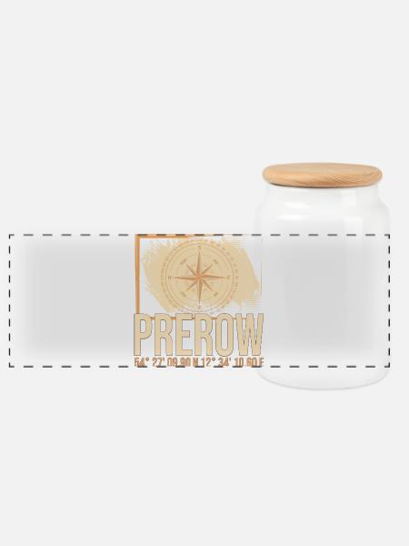 Prerow Koordinaten - Panorama Keksdose mit Holzdeckel - Weiß