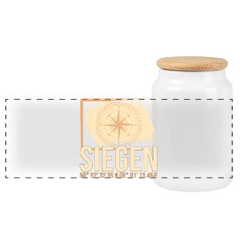 Siegen Koordinaten - Panorama Keksdose mit Holzdeckel - Weiß - Vorne
