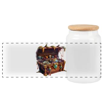 Schatzkiste Loot RPG Gamer Rollenspiel Shirt - Panorama Keksdose mit Holzdeckel - Weiß - Vorne