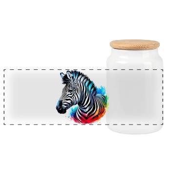 Zebra - Panorama Keksdose mit Holzdeckel - Weiß - Vorne