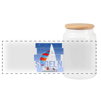 Segeln- Segelsport - Panorama Keksdose mit Holzdeckel - Weiß - Vorne