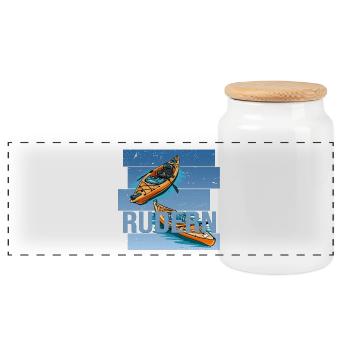 Rudern - Panorama Keksdose mit Holzdeckel - Weiß - Vorne