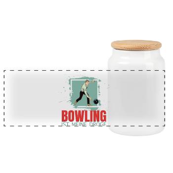Bowling ist meine Droge - Panorama Keksdose mit Holzdeckel - Weiß - Vorne