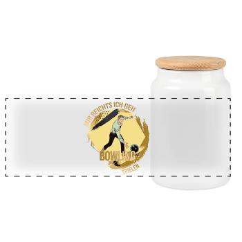 Mir reichts, ich geh Bowling spielen - Panorama Keksdose mit Holzdeckel - Weiß - Vorne