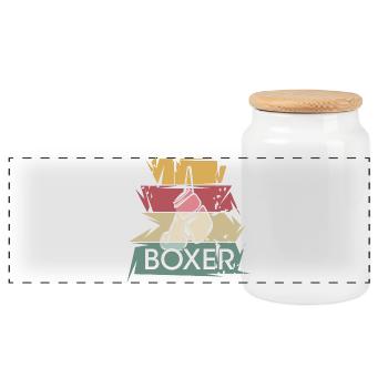 retro boxing gloves boxers vintage boxing icon - Panoramic Cookie Jar with Wooden Lid - white - Front