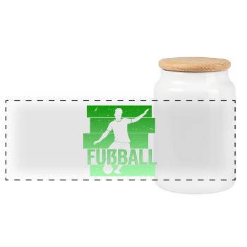 Fußball - Panorama Keksdose mit Holzdeckel - Weiß - Vorne