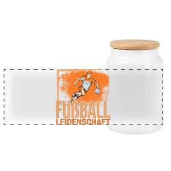 Fußball Leidenschaft - Panorama Keksdose mit Holzdeckel - Weiß - Vorne