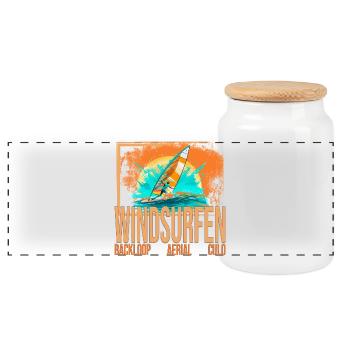 Backloop - Aerial - Culo - Windsurfen - Panorama Keksdose mit Holzdeckel - Weiß - Vorne