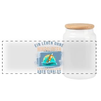 Ein Leben ohne Windsurfen ist möglich aber Sinnlos - Panorama Keksdose mit Holzdeckel - Weiß - Vorne