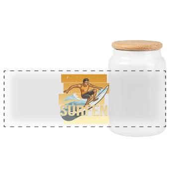 Surfen - Panorama Keksdose mit Holzdeckel - Weiß - Vorne