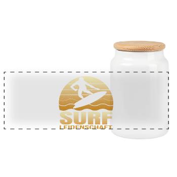 Surf Leidenschaft - Panorama Keksdose mit Holzdeckel - Weiß - Vorne